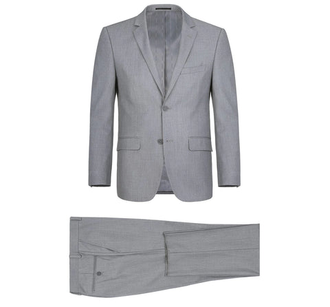 Men's Light Gray 2-Piece Single Breasted Notch Lapel Classic Fit Renoir Suit