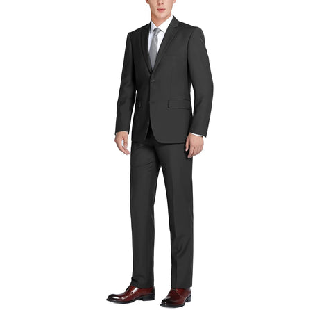 Men's Black 2-Piece Single Breasted Notch Lapel Classic Fit Renoir Suit