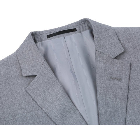 Men's Light Gray 2-Piece Single Breasted Notch Lapel Classic Fit Renoir Suit