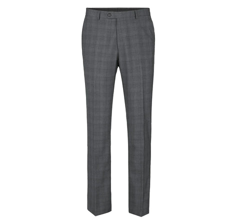 Men's Gray 3-Piece Classic Fit Single Breasted Windowpane Renoir Suit